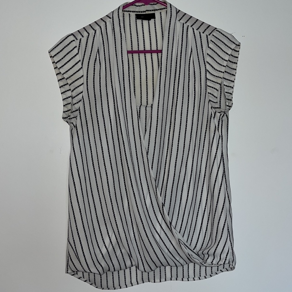Halogen striped short sleeve blouse